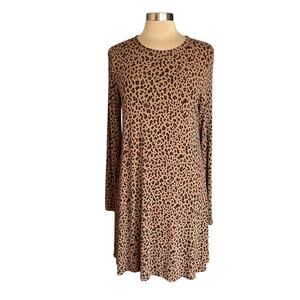 Old Navy Knit Sheath Dress Leopard Print LG Tall Long Sleeves Fall Casual Work